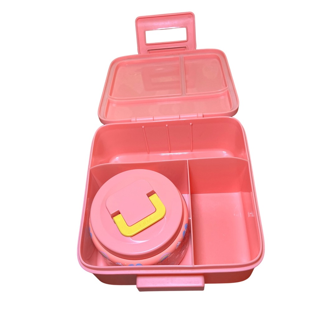 Pink Unicorn Bento Lunch Box Set with Insulated Stainless Steel Food Jar Jar - Picture 3 of 8